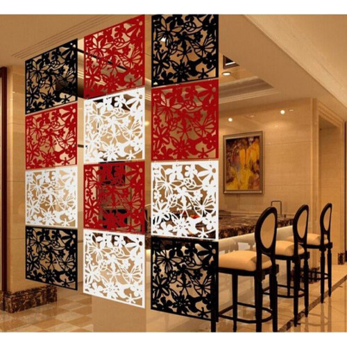 4Pcs Flower Hanging Screen Room Divider Wall Black 2