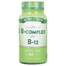 Nature's Truth, Wysoka Potencja B-Complex Plus B-12, 165 Tabletek