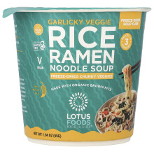 Lotus Foods, Rýžový nudlový polévka, Garlicky Veggie, 1,94 oz (55 g)