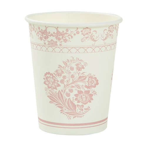 Copos de papel florais BalsaCircle com borda dourada (24 unidades) 2