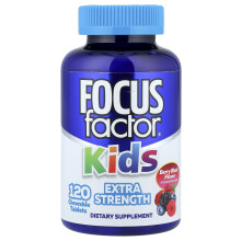 Focus Factor, Barn, Extra Styrka, Bärblåst, 120 munska tabletter