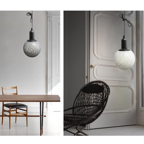 Lampada a sospensione OUNONA in rame bianco e cotone. 1