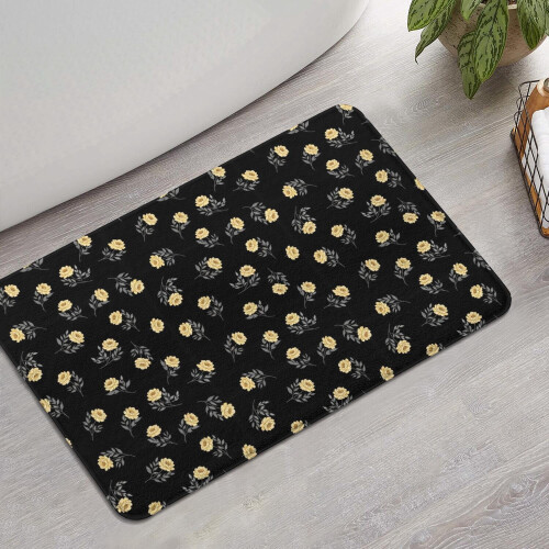 Tapete de banheiro floral antiderrapante em microfibra, 43 x 69 cm (17 x 27 polegadas) 1