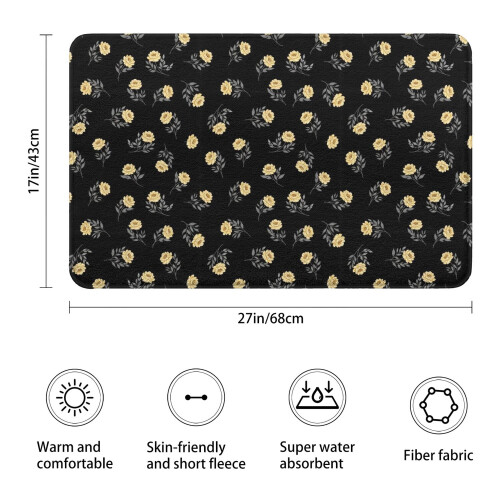 Tapete de banheiro floral antiderrapante em microfibra, 43 x 69 cm (17 x 27 polegadas) 2