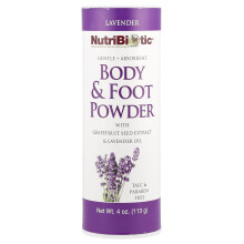 NutriBiotic, Body & Foot Powder med Grapefrugtfrugt Seed Extract & Lavendel Olie, Lavendel, 4 oz (113 g)