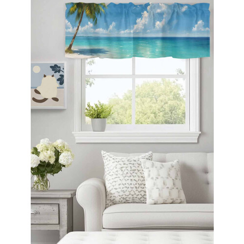 Cortina de varão azul oceano 42x18 polegadas 2