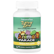 NaturesPlus, Animal Parade, Tummy Zyme, Tropikus Gyümölcs, 90 Állat alakú Tabletta