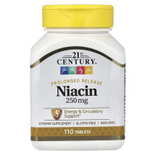21st Century, Niacina, Rilascio prolungato, 250 mg, 110 Comprimati