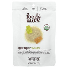 Foods Alive, Polvere di agar organica, Gelatina vegetale, 2 oz (56 g)