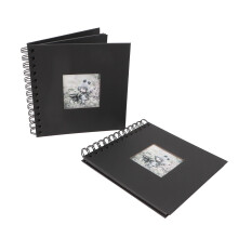 2 Stück DIY Babyalbum-Set Hardcover Schwarz, Cover: 18,5 x 17 cm, Innenseiten: 16,5 cm