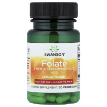 Swanson, Folsäure, 5-Methyltetrahydrofolsäure, 800 mcg, 30 Pflanzliche Kapseln