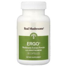 Real Mushrooms, ERGO + L-Ergotioína, 60 Cápsulas