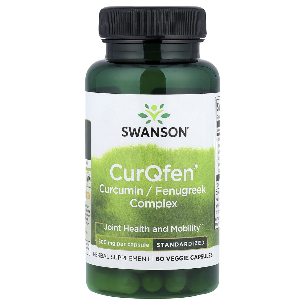 Swanson , Curqfen Curcumin/Fenugreek Complex, Standardized, 500 Mg, 60 Veggie Capsules