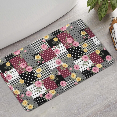 Tapete de banheiro floral antiderrapante em microfibra, 43 x 76 cm (17 x 30 polegadas) 1