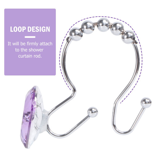 Violetit strassisuihkuverhon koukut, metallia, 2 kpl 1