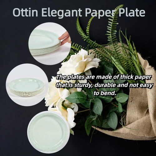 Πιάτα μιας χρήσης για επιδόρπιο Sage Green, συσκευασία 7 ιντσών και 50 τεμαχίων 2