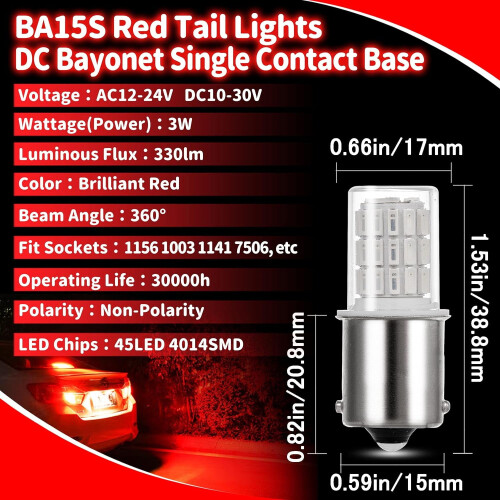 12V BA15S LED-lamp 6000K 330lm - 4-pack 2