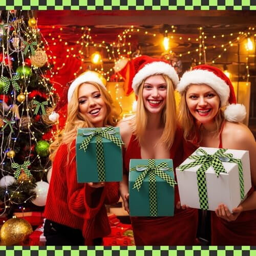 Ασπρόμαυρη & Άσπρη Κορδέλα Buffalo Plaid 3 Ρολά 1