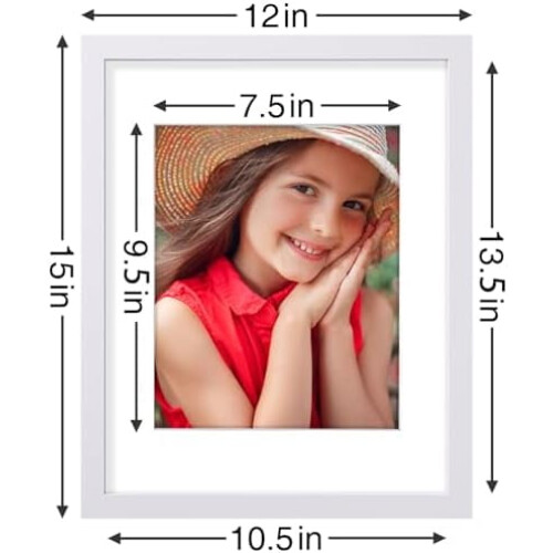 Ensemble de 9 cadres photo 11x14 en bois composite blanc 1