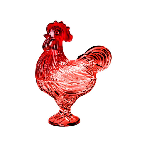 Rooster-Shaped Glass Candy Jar with Lid 1