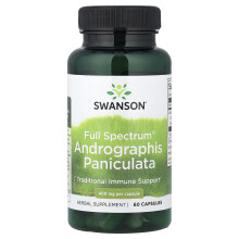 Swanson, Teljes Spektrum Andrographis Paniculata, 400 mg, 60 Kapszula