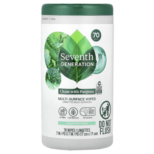 Seventh Generation, Multi-Surface Wipes, Garden Mint, 70 Wipes