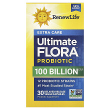 Renew Life, Ultimate Flora, Ultimate Care Probiotic, 100 Billion Live Cultures, 30 Vegetarian Capsules