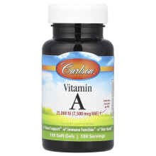 Carlson, Vitamin A, 7 500 mcg RAE (25 000 IU), 100 Mygga Gel