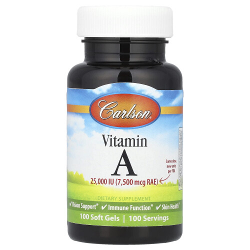 Κάρλσον, Βιταμίνη A, 7.500 mcg RAE (25.000 IU), 100 Μυτελάκια