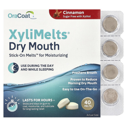 OraCoat, XyliMelts pre suchú úst, Cinnamon, 40 diskov