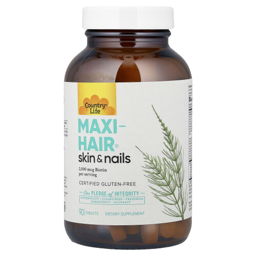 Country Life, Maxi-Hair, Pele e Unhas, 90 Comprimidos