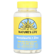 Nature's Life, Monolaurin + Zink, 90 Vegetariska kapslar