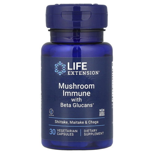 Life Extension, Mushroom Immune Με Βήτα Γλουκάνες, 30 Βεγεταριακά Φιαλίδια