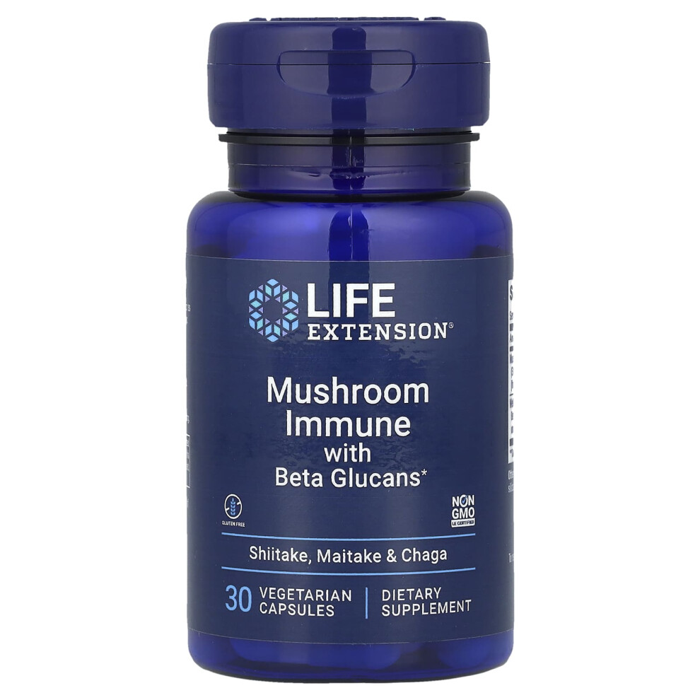 Life Extension , Mushroom Immune With Beta Glucans, 30 Vegetarian Capsules