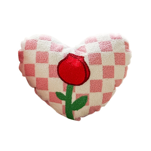 Almofada decorativa bordada com rosas em formato de coração, 35x35cm 1