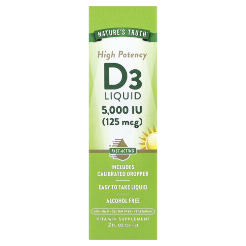 Nature's Truth, Βιταμίνες, Λιωτό D3, 125 mcg (5,000 IU), 2 fl oz (59 ml)