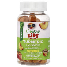 Lifeable, Dziecięcy Kurkuma i Curcumin z Imbiru & Ekstraktu Czerwonej Papryki Gummies, Szarłat, 60 Gummies