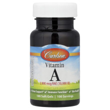 Carlson, Vitamina A, 3,000 mcg RAE (10,000 IU), 100 Geloase Moale