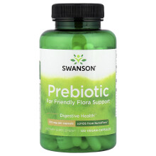 Swanson, Prebiotic for Friendly Flora Support, 375 mg, 120 Veggie Capsules