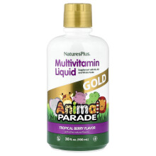 NaturesPlus, Animal Parade Gold, Multivitamin Liquida, Tropicalne Jabłko, 30 fl oz (887,1 ml)