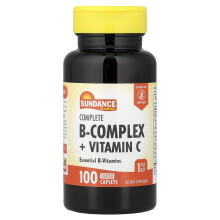Sundance Vitamins, Komplex B-Vitamin + Vitamin C, 100 Oplácaných Kapletiek