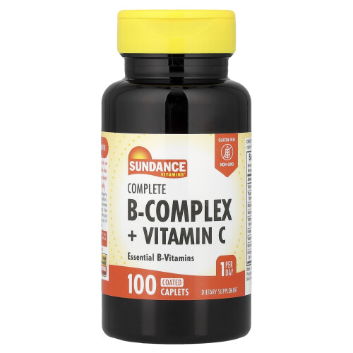 Sundance Vitamins, Complex B-Compleu + Vitamina C, 100 Caplet Acoperit