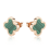 18K Gold Plated Clover Stud Earrings Green 3