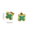 18K Gold Plated Clover Stud Earrings Green 8