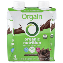 Orgain, Nutrição Orgânica, Shake Nutricional, Chocolate Cremoso Fudge, 4 Embalagens, 11 fl oz Cada