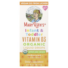 MaryRuth's, Ökógiányos Bébi és Kicsi Vitamin D3 Folyékony Cseppek, 6 Hónap - 3 Év, Ízmentes, 0,5 fl oz (15 ml)