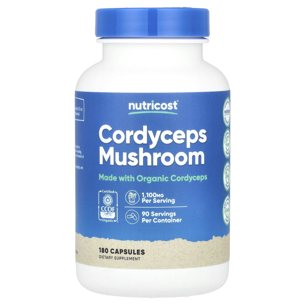 Nutricost , Cordyceps Mushroom, 1,100 Mg 180 Capsules (550 Mg Per Capsule)