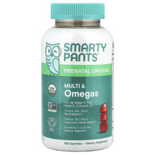 SmartyPants, Organiczna Multivitamin dla Kobiety w Ciąży i Omega, Jabłko, Borówka i Smietanka, 120 Organicznych Gummików