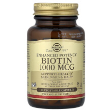 Solgar, Potenza Aggiunta di Biotina, 1.000 mcg, 100 Capsule Vegetali