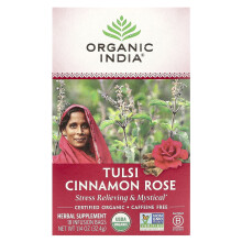 Organic India, Té de Tulsi, Canela Rosa, Sin Caffeína, 18 Bolsas de Infusión, 1.14 oz (32.4 g)